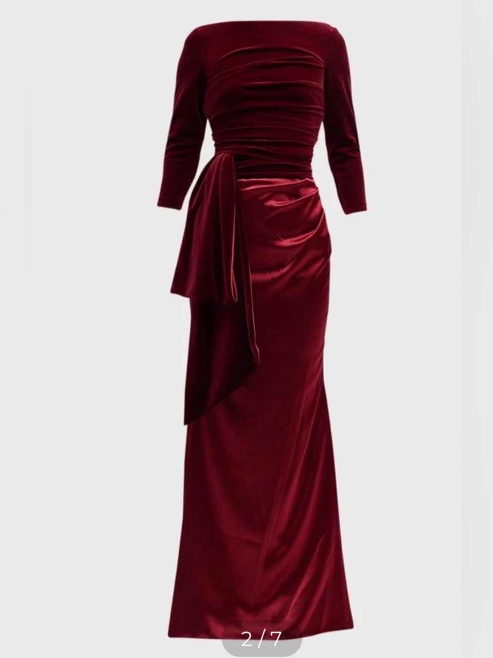 Talbot Runhof Red Mixed Media Draped Bow Gown